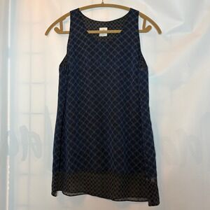 CAbi #3783 Scallop Top Sleeveless Blouse Tank Small Layering Geometric Lined